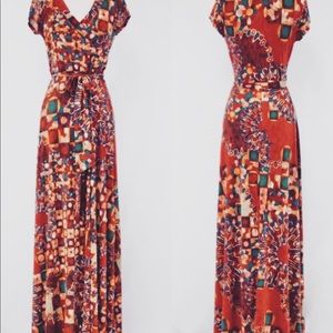 New Boho Wrap Jersey Maxi Dress Size Medium